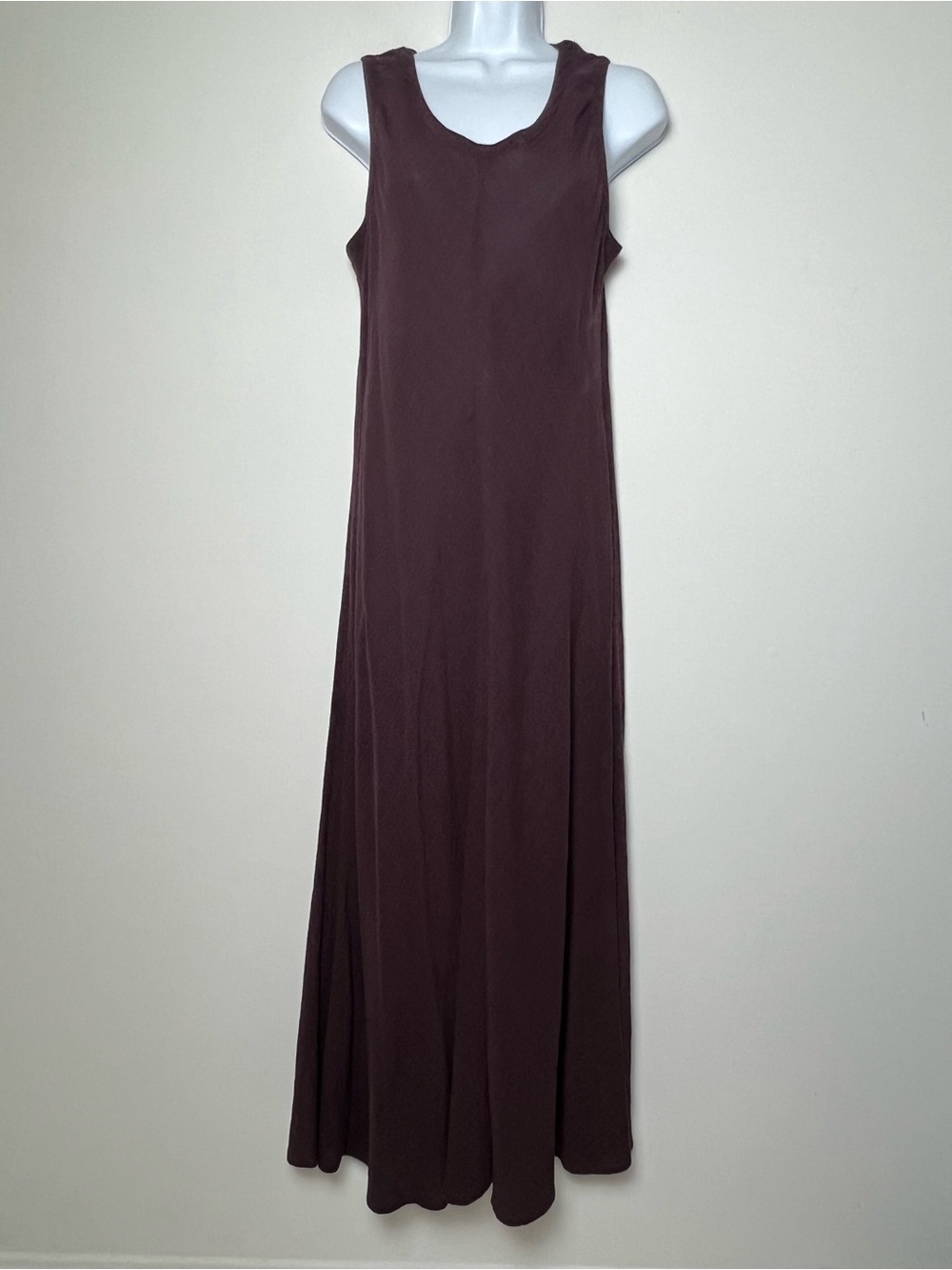 Eileen Fisher System Purple Linen Blend Bias Cut V-Neck Maxi Dress PM